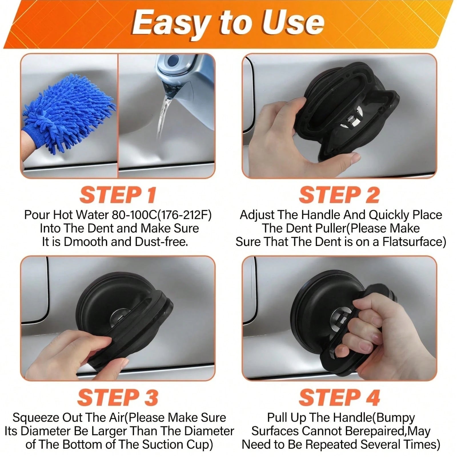 This 7-Piece Car Dent Repair Tool Kit Includes A Suction Cup Dent Repair Tool, A Dent Removal Tool, And A Dent Repair Kit Handle Lifter. It Is Suitable For Car Bodies, Glass, Screens, Moving Objects