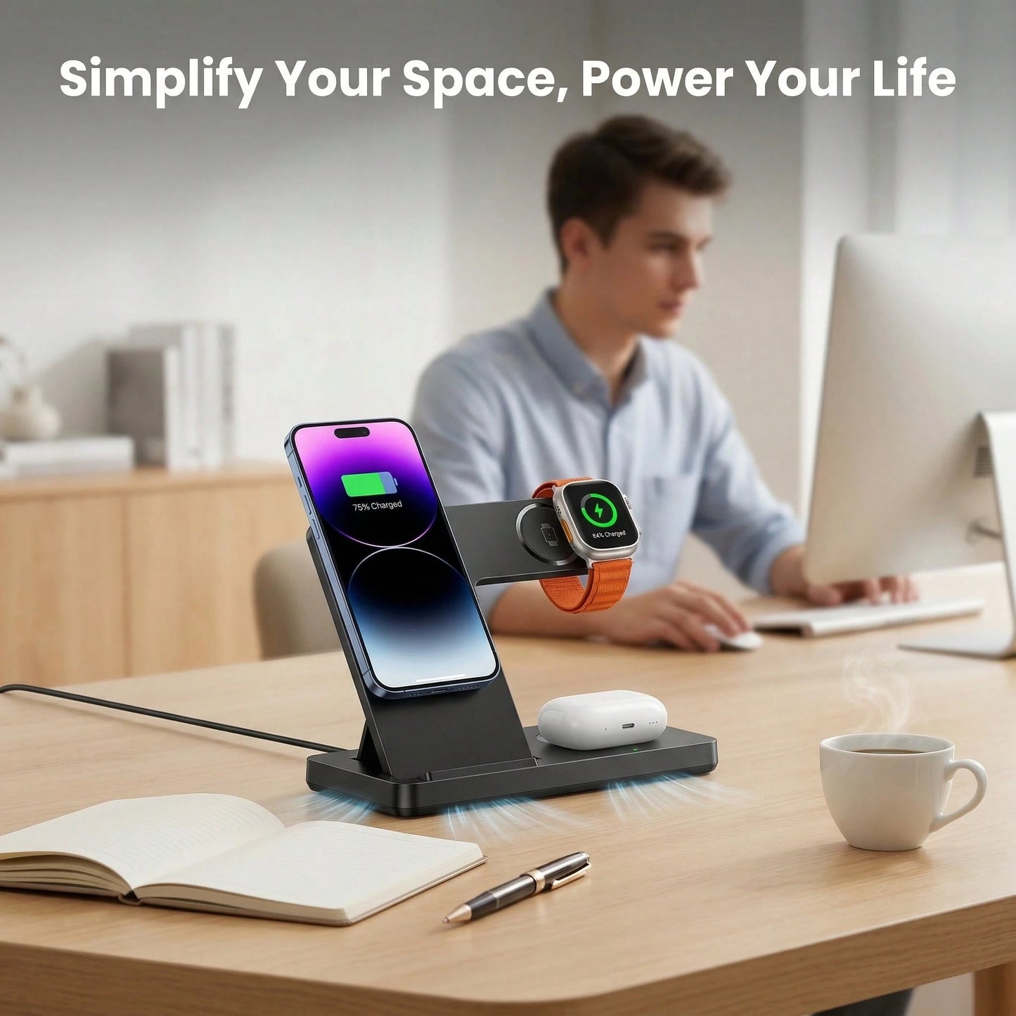 This Wireless Charging Station Is A 3-In-1 Standard Device, Compatible With 15W Fast Wireless Chargers, And Supports IPhones 17, 16, 15, 14, 13, 12, 11X, 8, Pro Max/Pro/Mini/Plus, Smart Watch 10/9/8