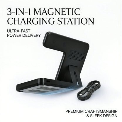 This Wireless Charging Station Is A 3-In-1 Standard Device, Compatible With 15W Fast Wireless Chargers, And Supports IPhones 17, 16, 15, 14, 13, 12, 11X, 8, Pro Max/Pro/Mini/Plus, Smart Watch 10/9/8