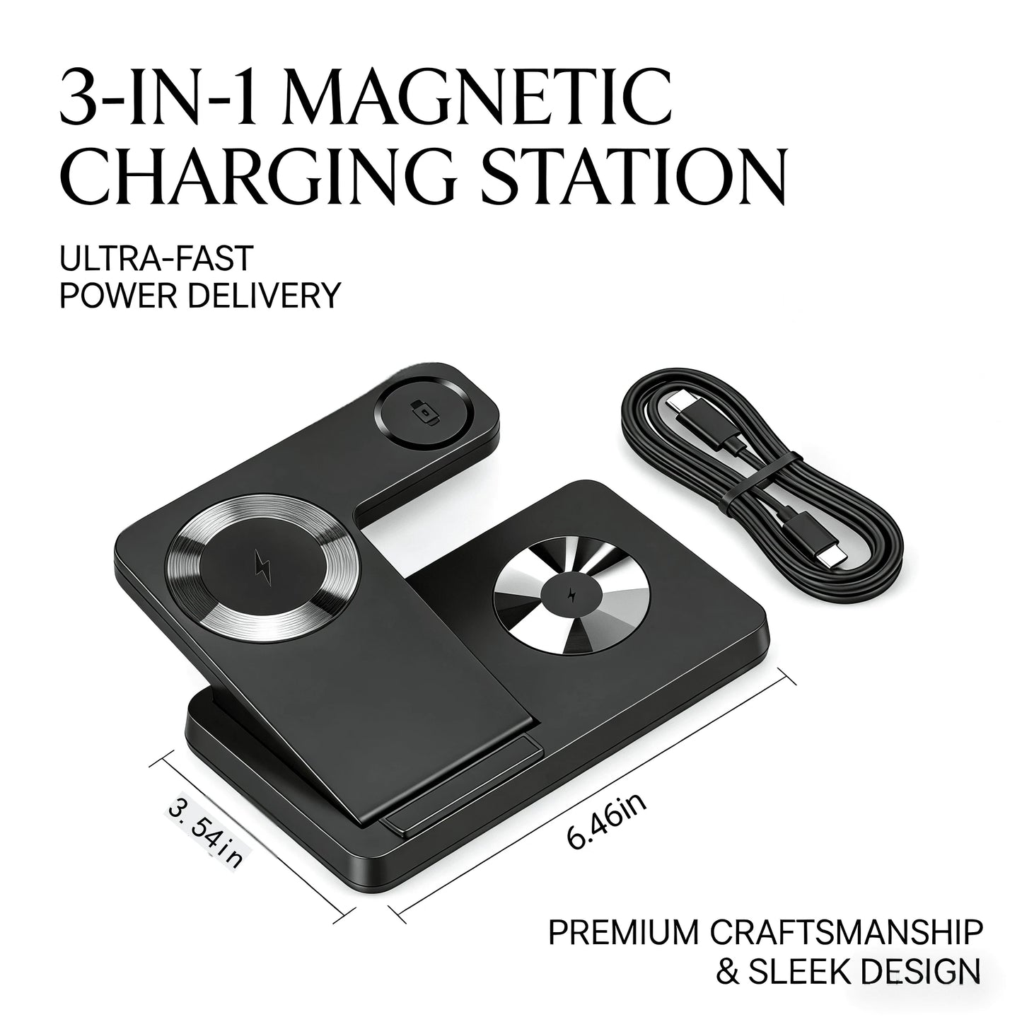 This Wireless Charging Station Is A 3-In-1 Standard Device, Compatible With 15W Fast Wireless Chargers, And Supports IPhones 17, 16, 15, 14, 13, 12, 11X, 8, Pro Max/Pro/Mini/Plus, Smart Watch 10/9/8