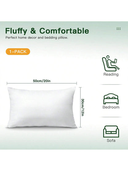 Throw Pillows Insert ( White)- 12 X 20 Inches Bed And Couch Pillows- Indoor Decorative Pillows