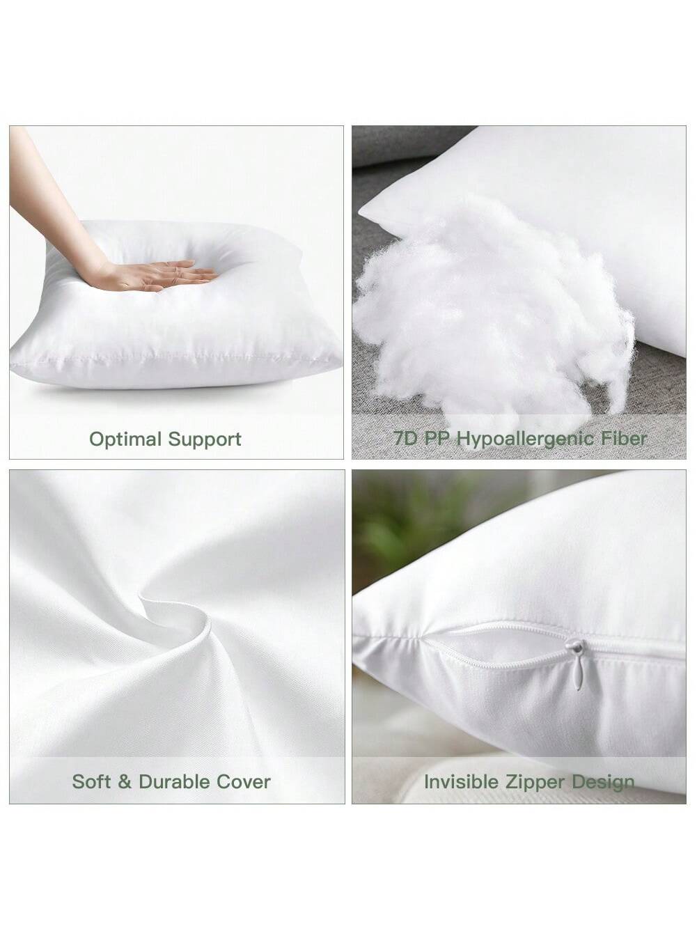 Throw Pillows Insert ( White)- 12 X 20 Inches Bed And Couch Pillows- Indoor Decorative Pillows