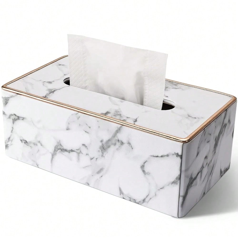 Tissue Box Cover Rectangular, PU Leather Tissue Box Holder For, Napkin, Rectangle Tissue Box Covers, Tissue Holder For Bathroom