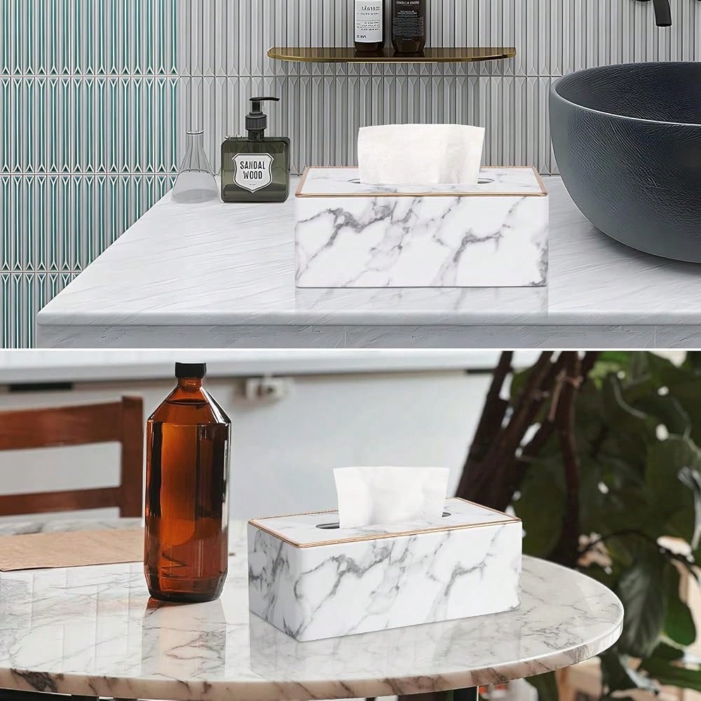 Tissue Box Cover Rectangular, PU Leather Tissue Box Holder For, Napkin, Rectangle Tissue Box Covers, Tissue Holder For Bathroom