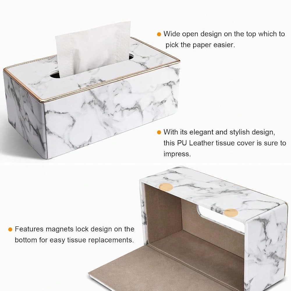 Tissue Box Cover Rectangular, PU Leather Tissue Box Holder For, Napkin, Rectangle Tissue Box Covers, Tissue Holder For Bathroom