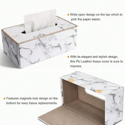 Tissue Box Cover Rectangular, PU Leather Tissue Box Holder For, Napkin, Rectangle Tissue Box Covers, Tissue Holder For Bathroom