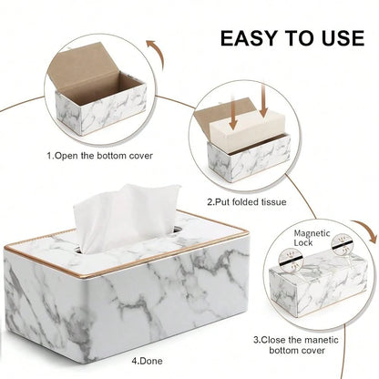 Tissue Box Cover Rectangular, PU Leather Tissue Box Holder For, Napkin, Rectangle Tissue Box Covers, Tissue Holder For Bathroom