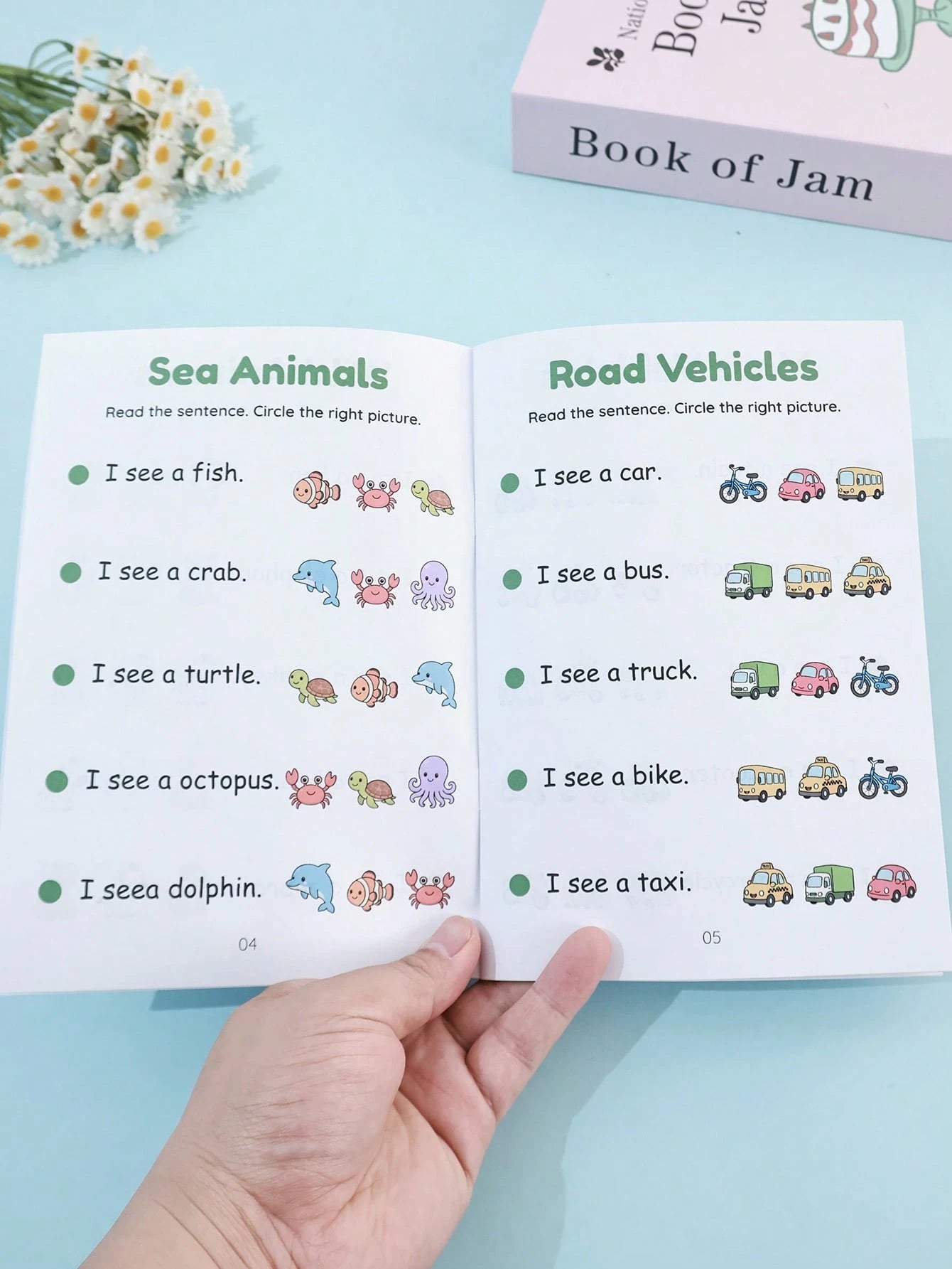 Toddler English Enlightenment A5 Workbook Read Sentences Circle Pictures Animal & Transportation Cognition Matching Activity Book Student Back To School Learning Supplies Teacher Reward Small Gift