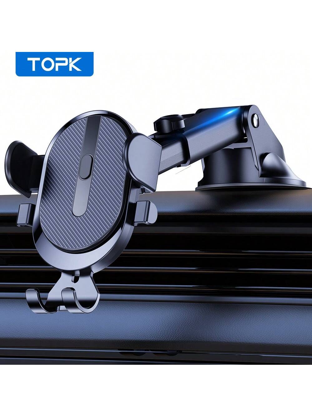 TOPK Car Phone Holder Mount For Dashboard, Upgraded Handsfree Cell Phone Stand Holder For Car Dashboard, Compatible With Most Cell Phones