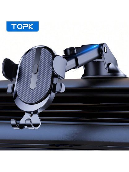 TOPK Car Phone Holder Mount For Dashboard, Upgraded Handsfree Cell Phone Stand Holder For Car Dashboard, Compatible With Most Cell Phones