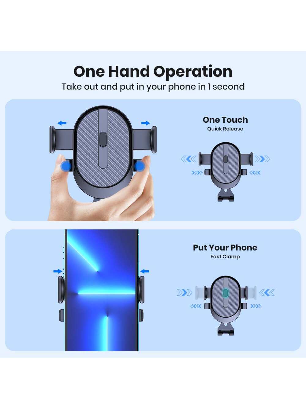 TOPK Car Phone Holder Mount For Dashboard, Upgraded Handsfree Cell Phone Stand Holder For Car Dashboard, Compatible With Most Cell Phones