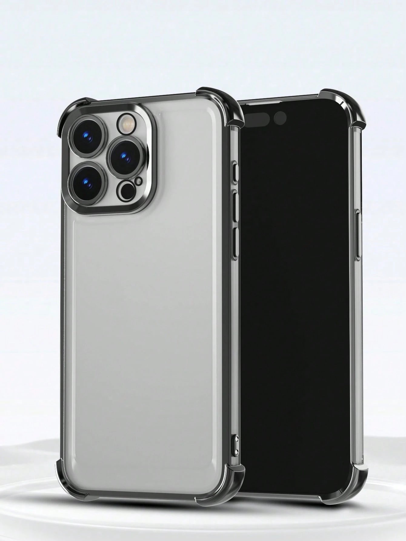 TPU Screen Protection Fashion Phone Cases Screen Protection Fashion TPU Case With Integrated Lens Protection Ring 1pc Electroplated Four-Corner Anti-Fall Transparent TPU Protective Case Compatible Wit