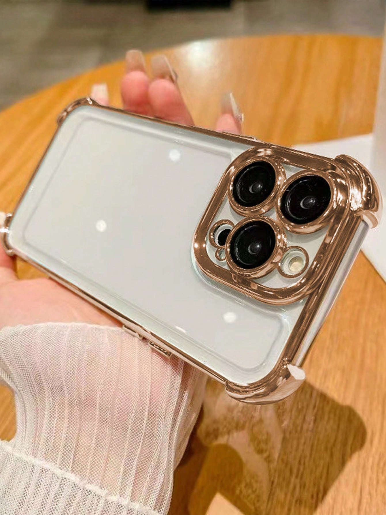 TPU Screen Protection Fashion Phone Cases Screen Protection Fashion TPU Case With Integrated Lens Protection Ring 1pc Electroplated Four-Corner Anti-Fall Transparent TPU Protective Case Compatible Wit