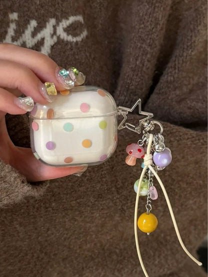 Transparent & Cute Colorful Polka Dot Protective Case For AirPods 4, Pro, 3, 2, Soft Silicone Bluetooth Earphone Cover