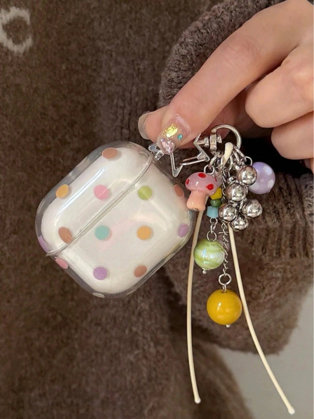 Transparent & Cute Colorful Polka Dot Protective Case For AirPods 4, Pro, 3, 2, Soft Silicone Bluetooth Earphone Cover
