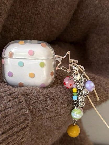Transparent & Cute Colorful Polka Dot Protective Case For AirPods 4, Pro, 3, 2, Soft Silicone Bluetooth Earphone Cover