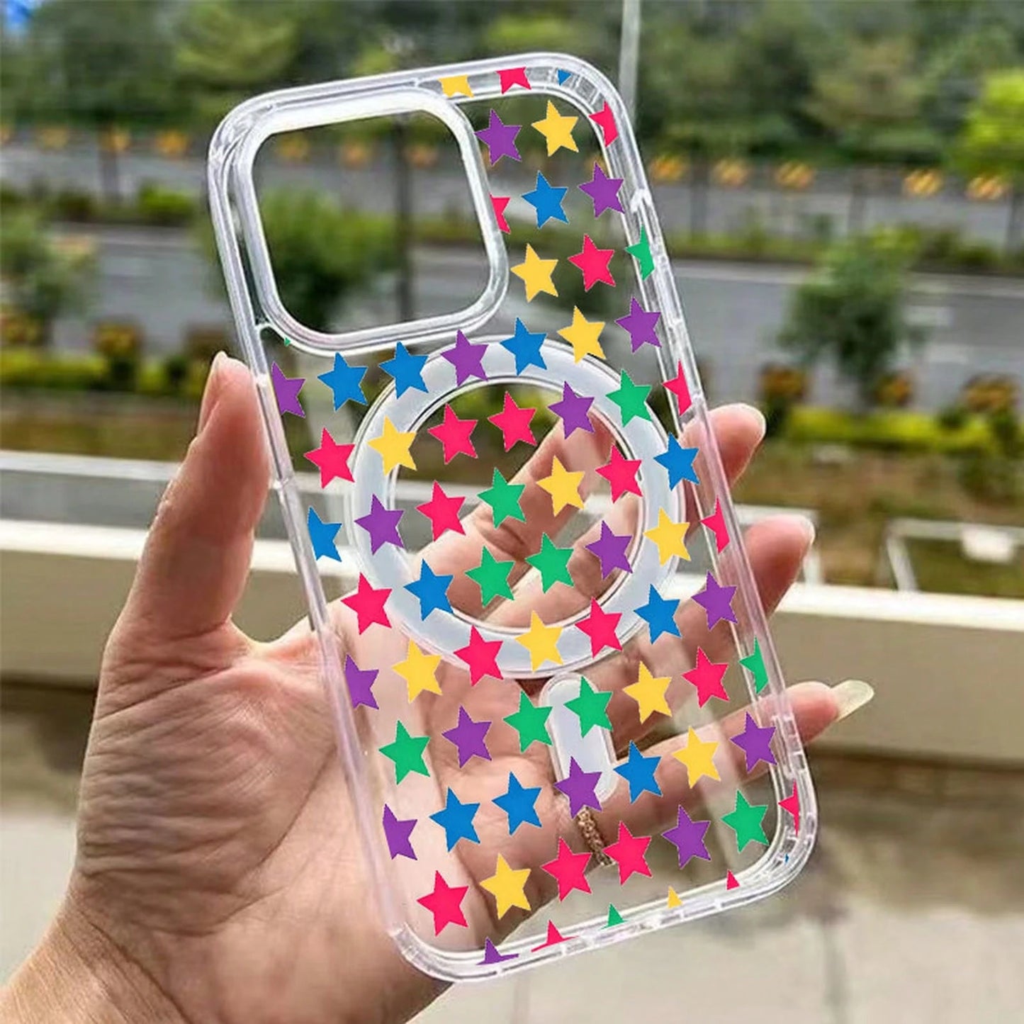 Transparent Magnetic Phone Case With Colorful Star Pattern Is Suitable For Galaxy S26 S25 S24 Edge, Plus, Ultra, A56/A15/A16, Foldable Models ZFOLD 7/6/5, ZFLIP 7/6/5, Supports Wireless Charging, Suit