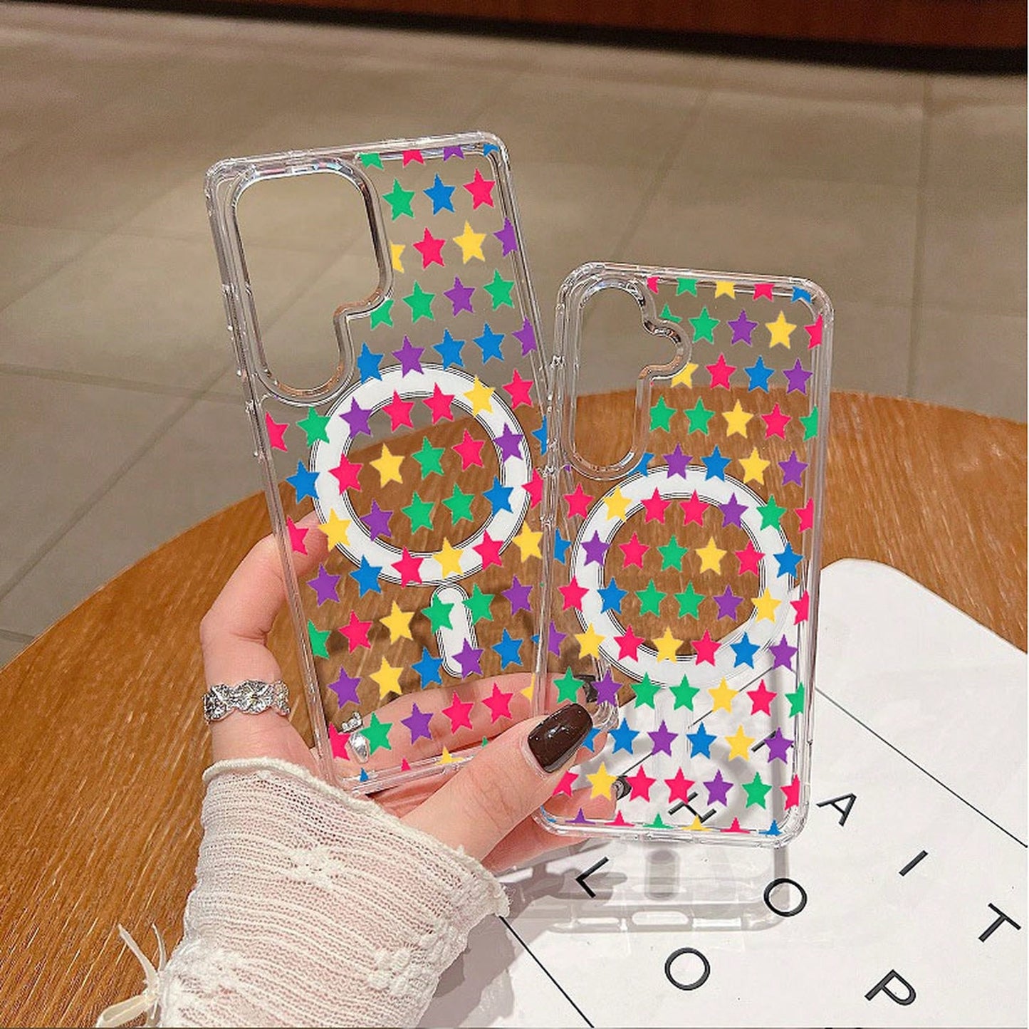 Transparent Magnetic Phone Case With Colorful Star Pattern Is Suitable For Galaxy S26 S25 S24 Edge, Plus, Ultra, A56/A15/A16, Foldable Models ZFOLD 7/6/5, ZFLIP 7/6/5, Supports Wireless Charging, Suit