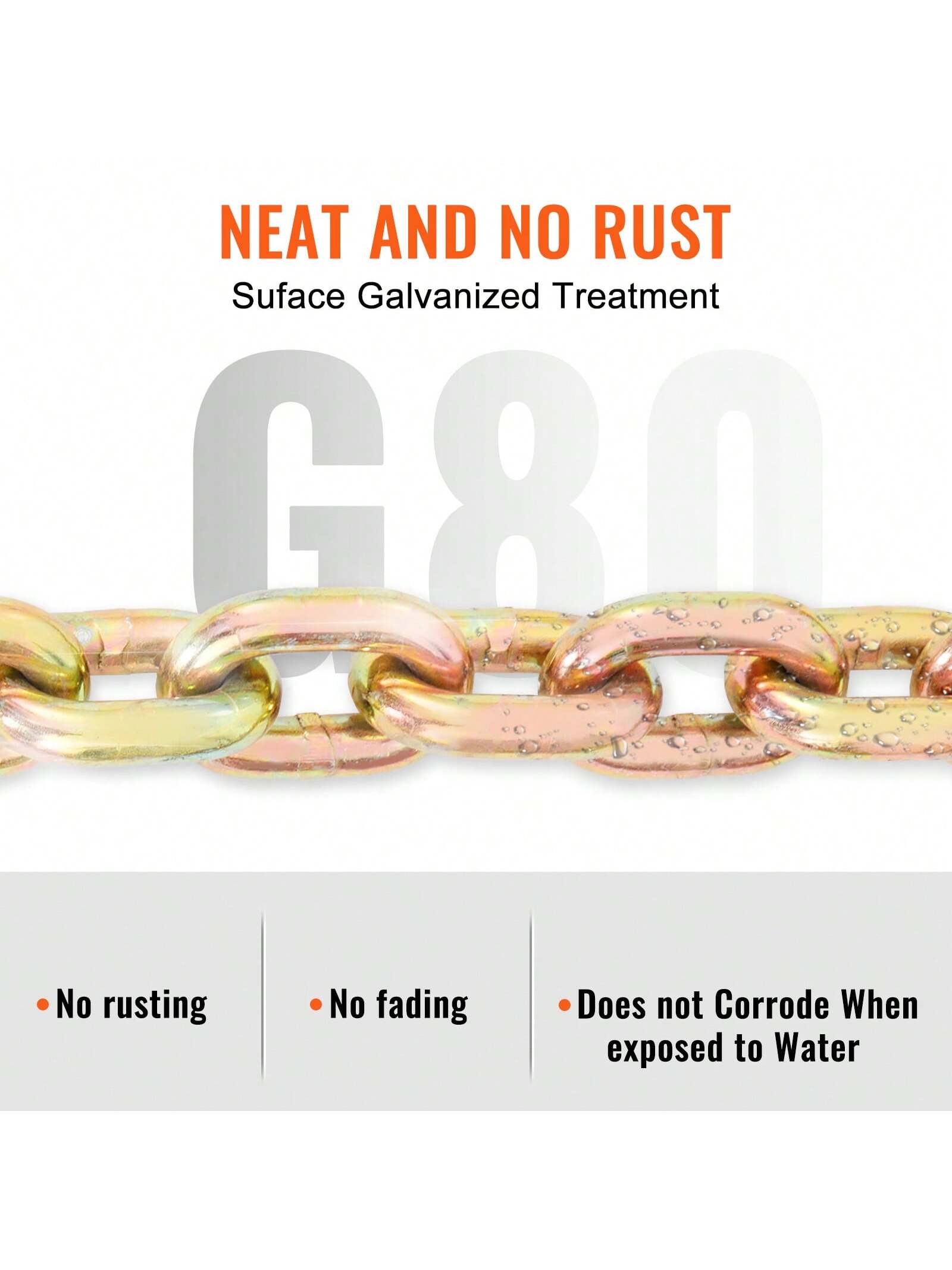 Transport Binder Chain 4900&7100 Lbs Working Load Limit 8 Mmx20'&10 Mmx20' G80 Tow Chain Tie Down With Grab Hooks DOT Certified Galvanized Coating Manganese Steel For Dock Factory Construction Site 1&