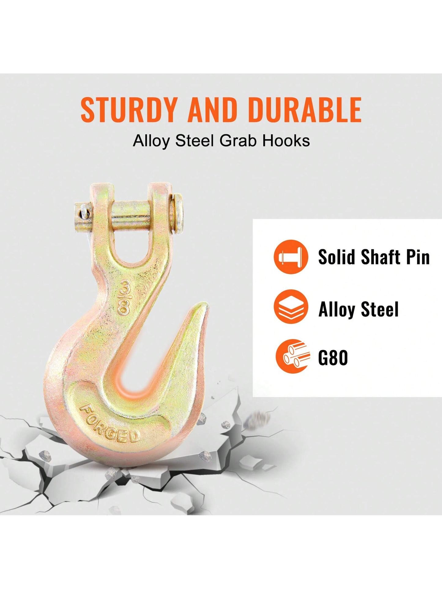 Transport Binder Chain 4900&7100 Lbs Working Load Limit 8 Mmx20'&10 Mmx20' G80 Tow Chain Tie Down With Grab Hooks DOT Certified Galvanized Coating Manganese Steel For Dock Factory Construction Site 1&