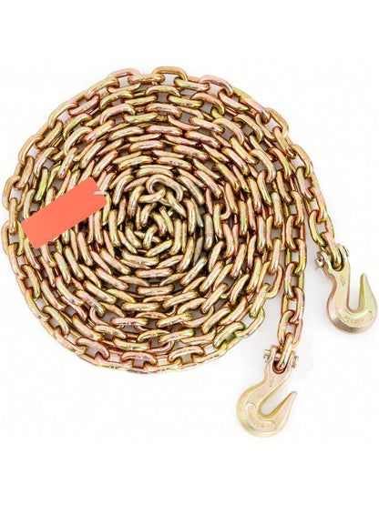 Transport Binder Chain 4900&7100 Lbs Working Load Limit 8 Mmx20'&10 Mmx20' G80 Tow Chain Tie Down With Grab Hooks DOT Certified Galvanized Coating Manganese Steel For Dock Factory Construction Site 1&