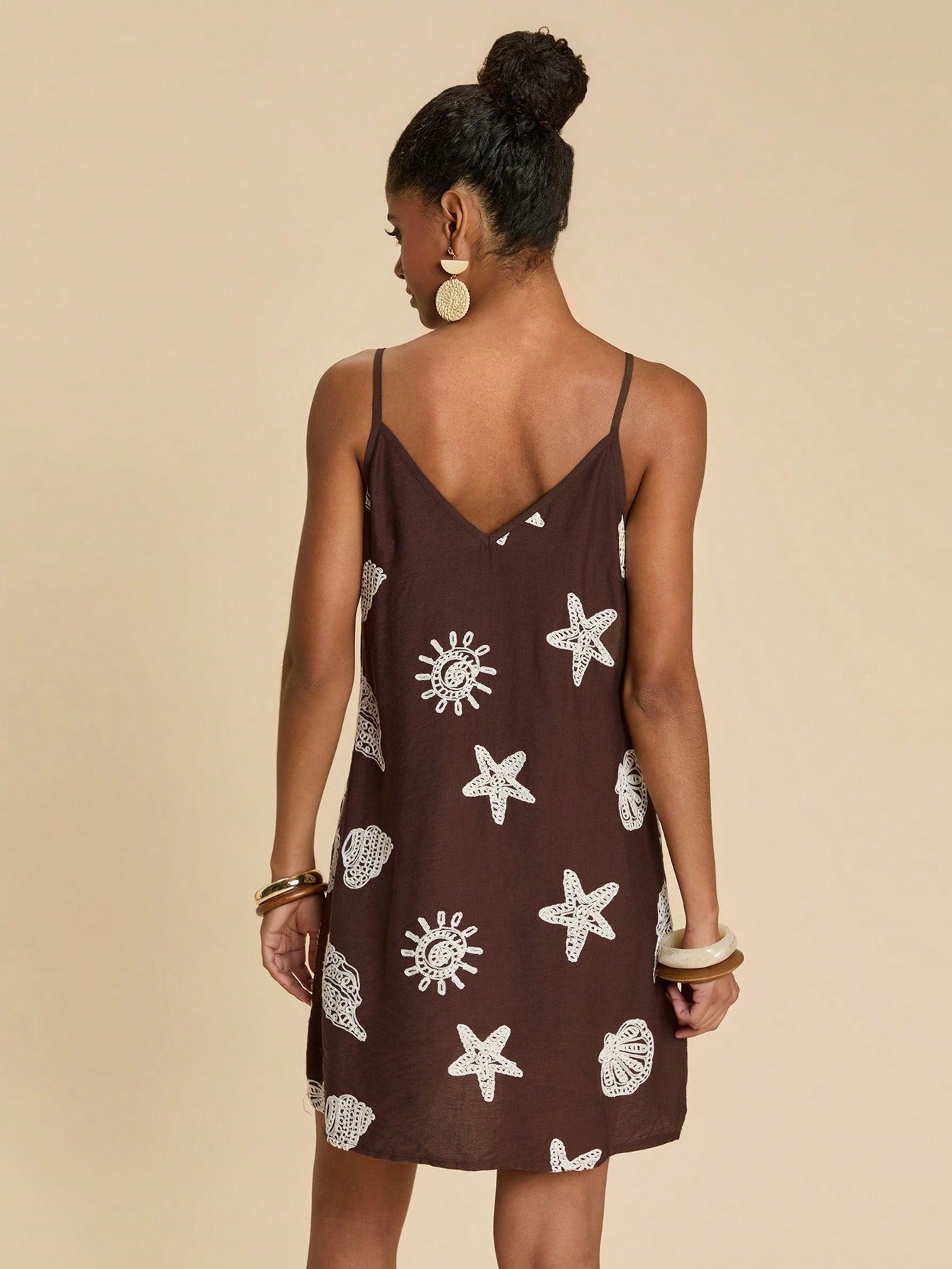 Travachic Elegant Boho Casual Vacation Embroidered Women's Dress Beach Navy Blue And White Summer