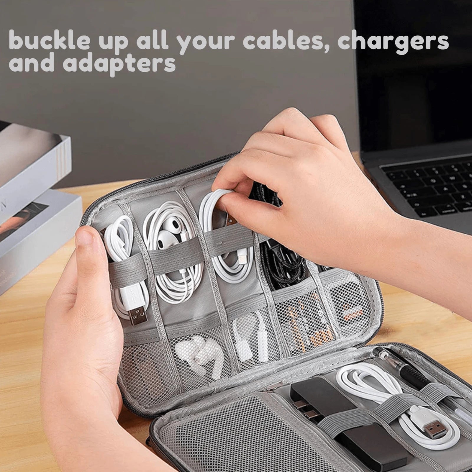 Travel Electronics Organizer Bag Portable Cable Storage Pouch Suitable For Storing Electronic Accessories Data Cables, Phones, Chargers, USB Drives (Black/Grey/Dark Blue/Peacock Blue/Wine Red/Purple)