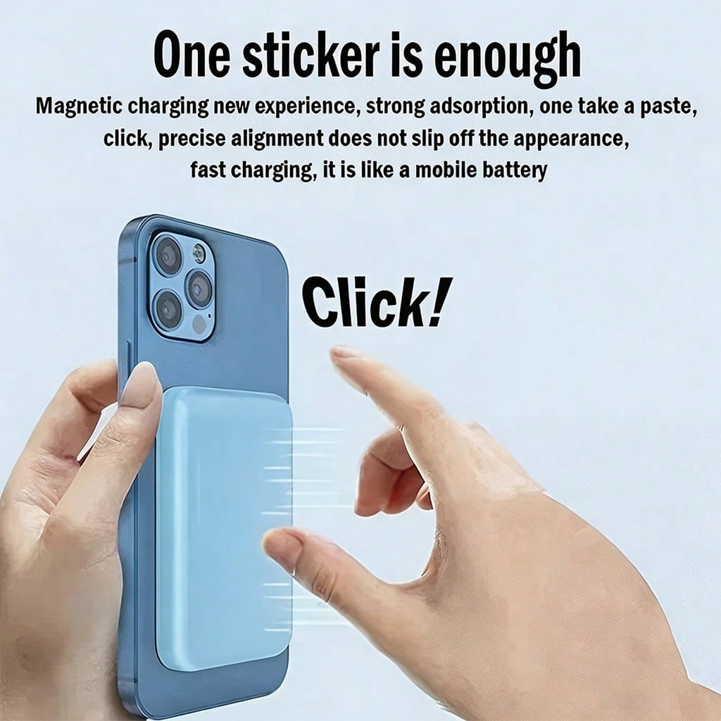 Travel Essentials 5000mAh Magnetic Wireless Power Bank 15W Wireless Charging 22.5W Wired Fast Charging Ultra Slim Compact Portable Charger Strong Magnetic Adsorption Precise Alignment Cable Free Phone