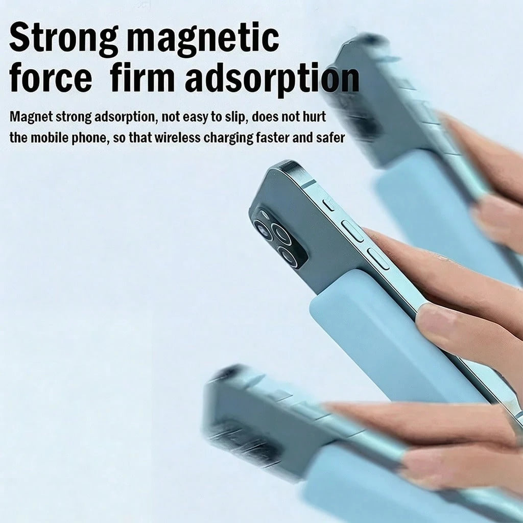 Travel Essentials 5000mAh Magnetic Wireless Power Bank 15W Wireless Charging 22.5W Wired Fast Charging Ultra Slim Compact Portable Charger Strong Magnetic Adsorption Precise Alignment Cable Free Phone