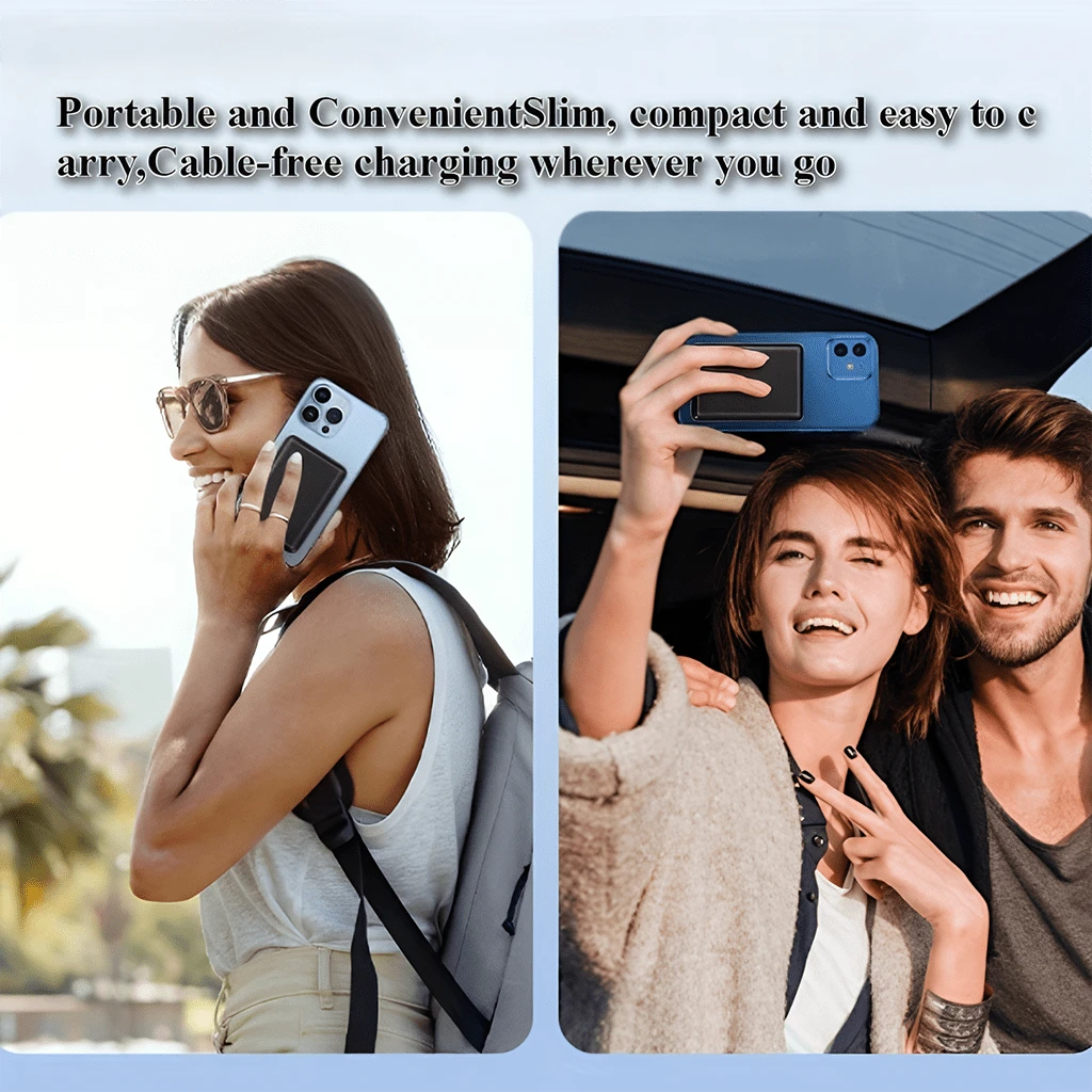Travel Essentials 5000mAh Magnetic Wireless Power Bank 15W Wireless Charging 22.5W Wired Fast Charging Ultra Slim Compact Portable Charger Strong Magnetic Adsorption Precise Alignment Cable Free Phone
