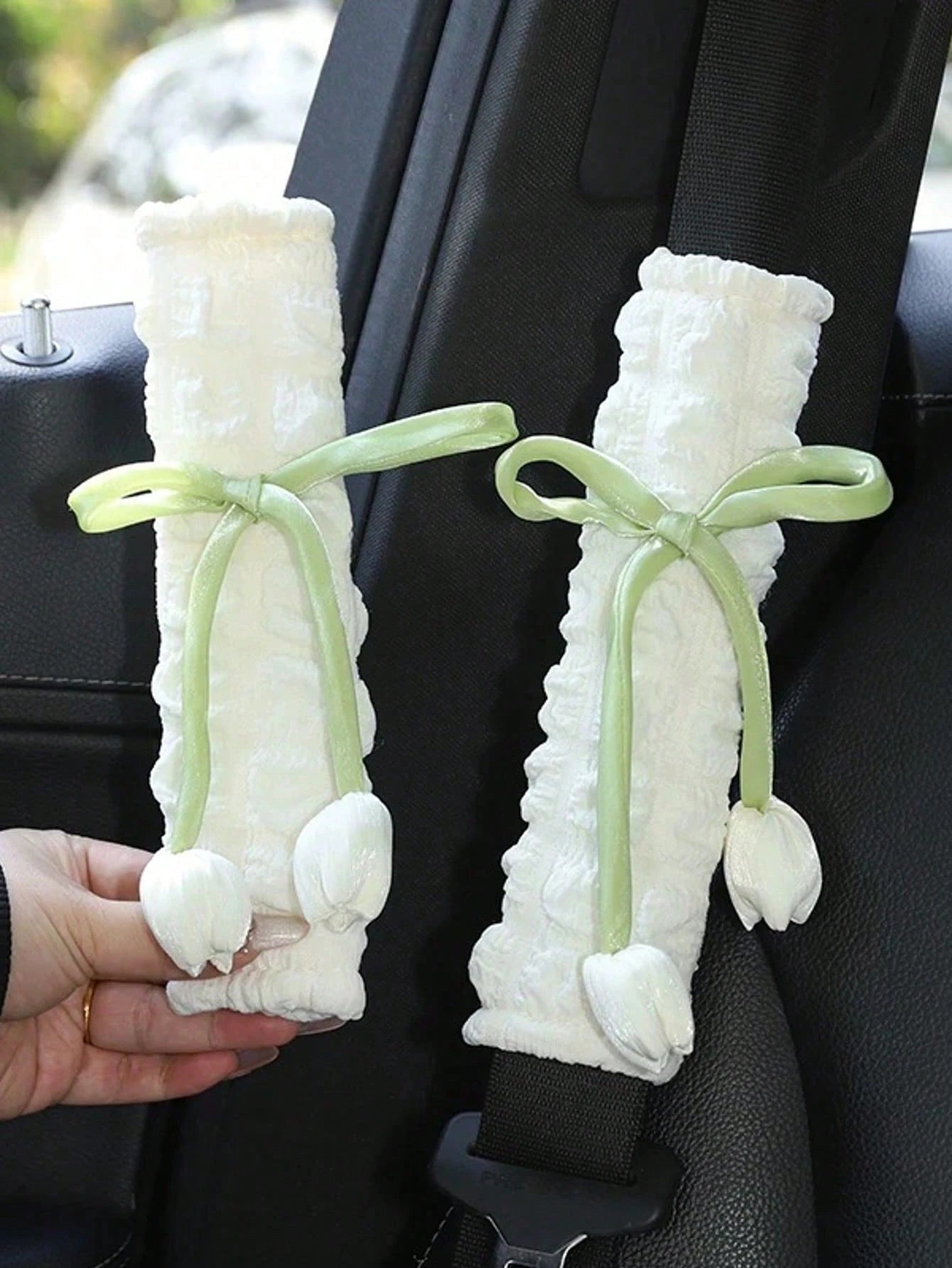 Tulip Flower Car Seatbelt Shoulder Pad Cover, Creative Car Seat Belt Protector, Universal For All Seasons,Car Accessories Women