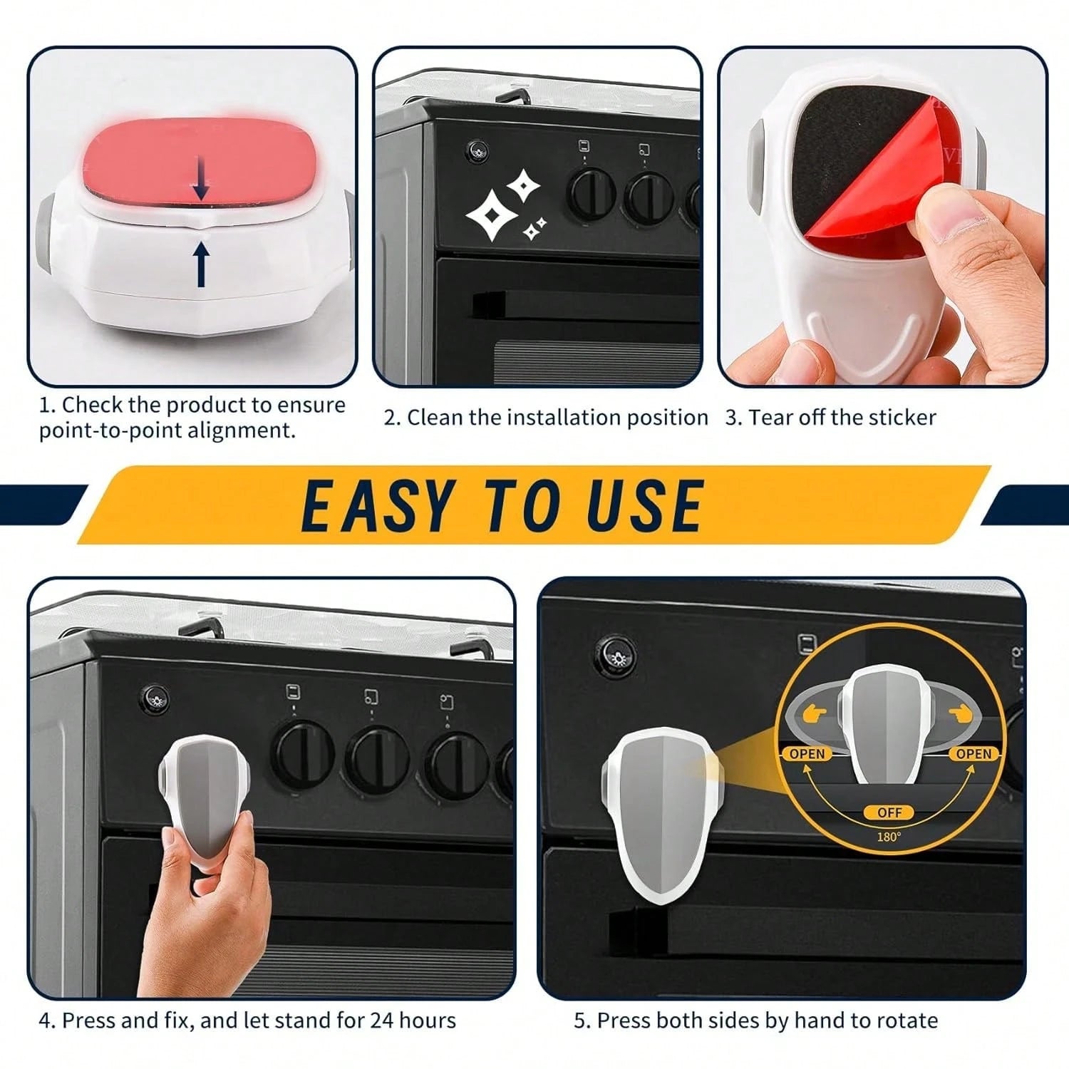 TWO DADS 1pc Child Safety Oven Lock, Heat-Resistant Material, Easy To Install And Use Without Tools, Prevent Burns For Babies, Suitable For Oven Use, Kitchen Safety Product, Grey/Black/Beige