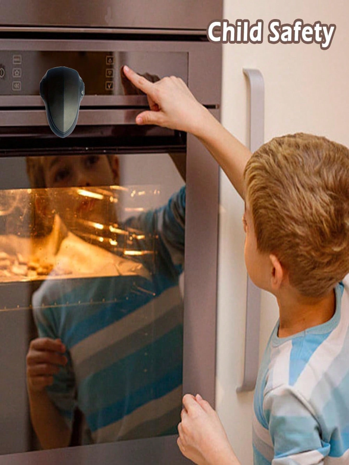 TWO DADS 1pc Child Safety Oven Lock, Heat-Resistant Material, Easy To Install And Use Without Tools, Prevent Burns For Babies, Suitable For Oven Use, Kitchen Safety Product, Grey/Black/Beige