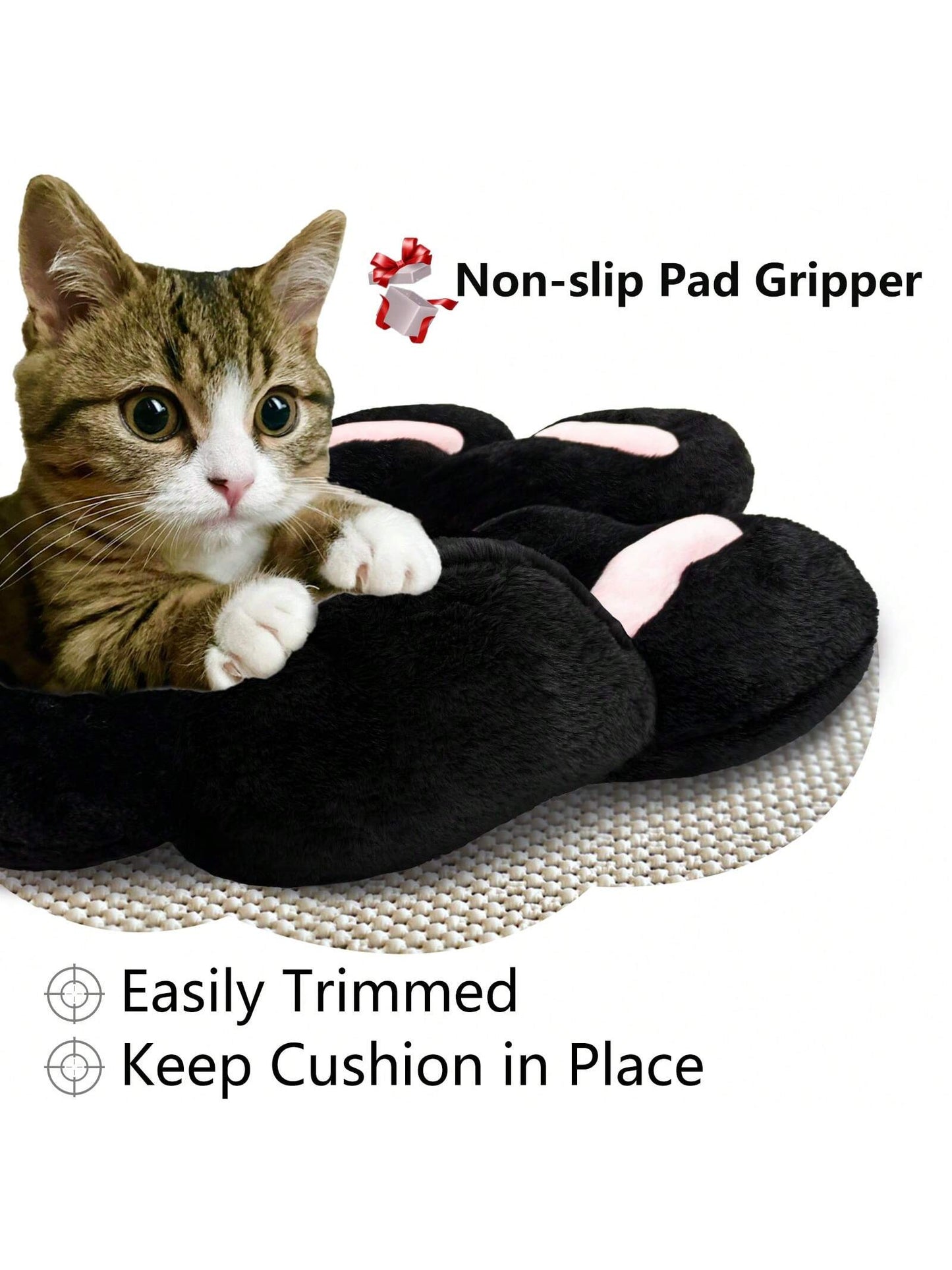 Ultra-Soft L-Shape Floor Seat Cushion- Compact Lounge Chair For Gamers & Home Office- Cozy 28x24 Inch Plush Pad For Dorm Or Apartment- Black & White
