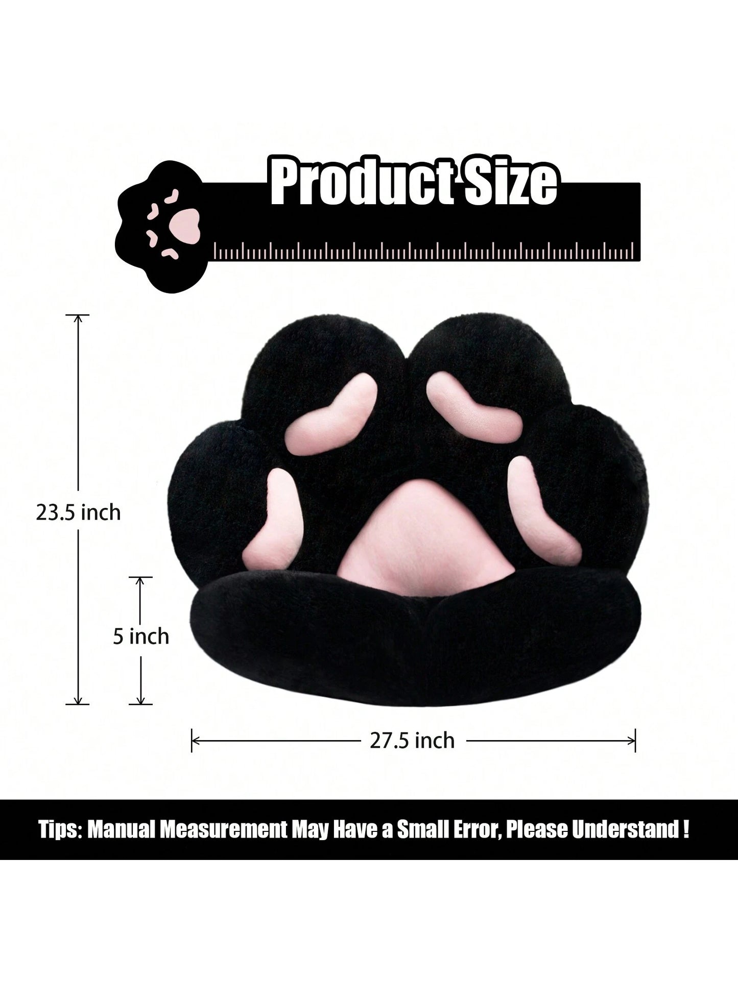 Ultra-Soft L-Shape Floor Seat Cushion- Compact Lounge Chair For Gamers & Home Office- Cozy 28x24 Inch Plush Pad For Dorm Or Apartment- Black & White