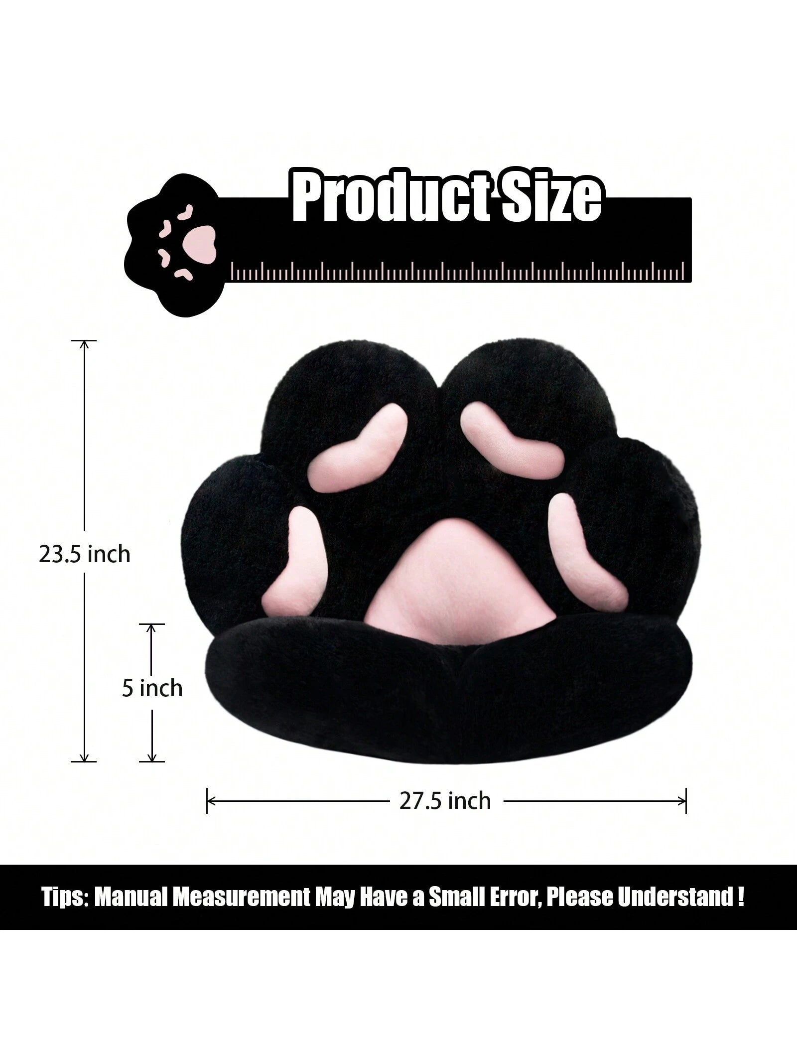 Ultra-Soft L-Shape Floor Seat Cushion- Compact Lounge Chair For Gamers & Home Office- Cozy 28x24 Inch Plush Pad For Dorm Or Apartment- Black & White