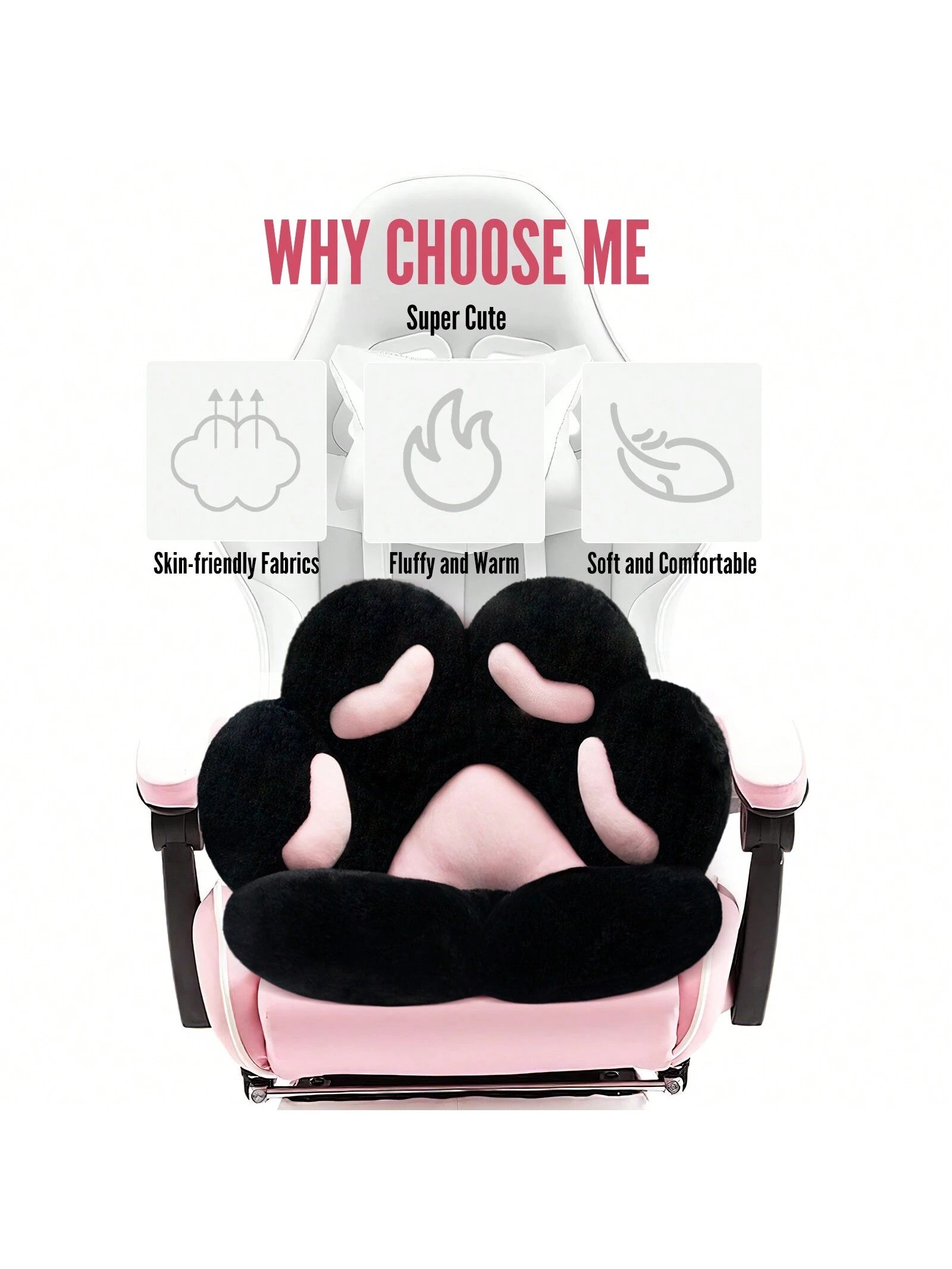 Ultra-Soft L-Shape Floor Seat Cushion- Compact Lounge Chair For Gamers & Home Office- Cozy 28x24 Inch Plush Pad For Dorm Or Apartment- Black & White