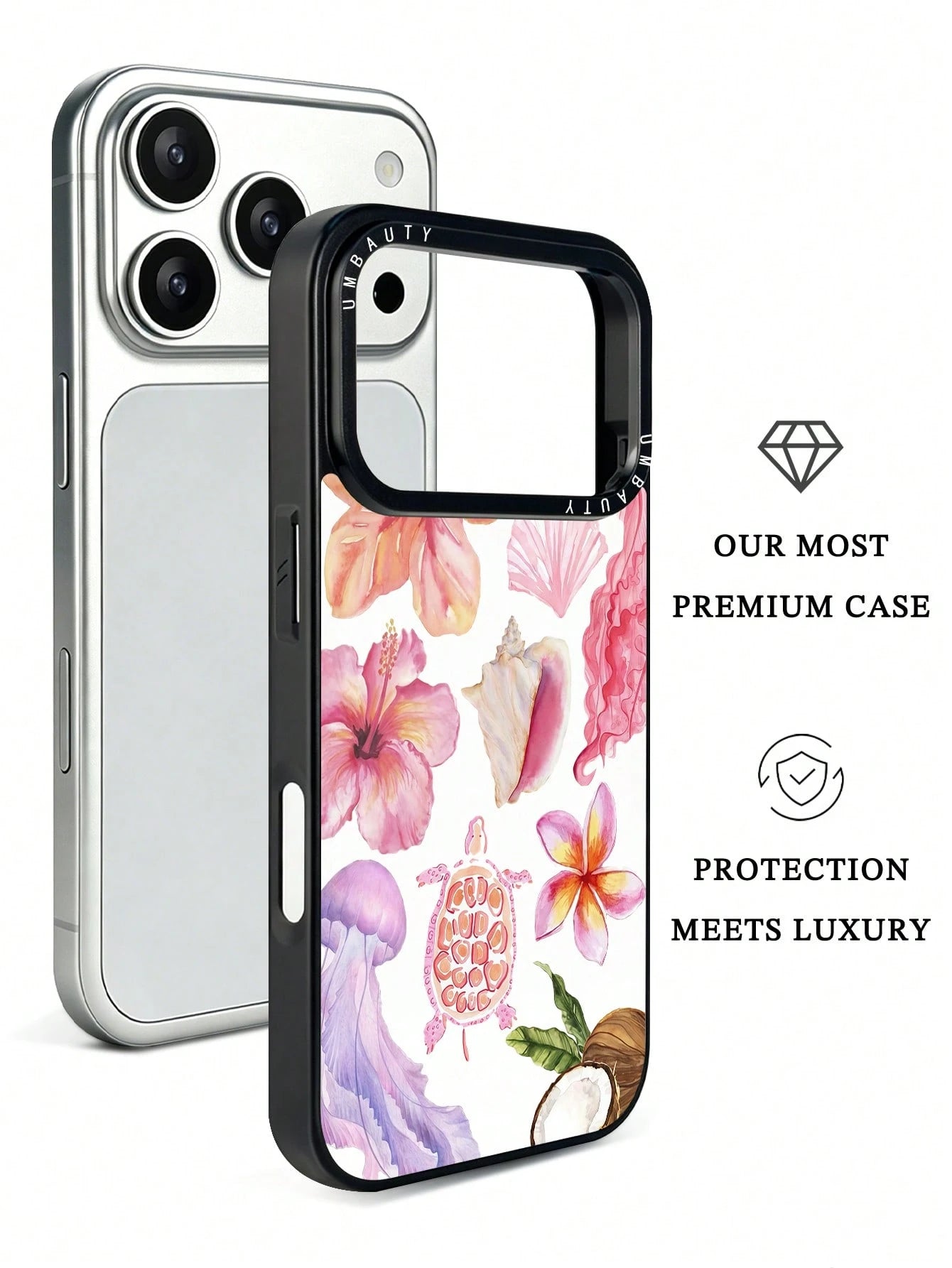 UMBAUTY 1pc Spring Floral Pattern Design Phone 17 Pro Max Phone Case, Compatible With Phone 16 Pro Max, 15 Pro Max, 14 Pro Max, Korean-Style High-End Fashion Fun Phone Case, Compatible With 11/12/13/1