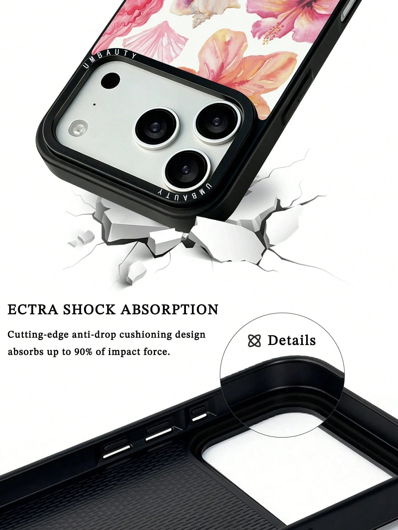 UMBAUTY 1pc Spring Floral Pattern Design Phone 17 Pro Max Phone Case, Compatible With Phone 16 Pro Max, 15 Pro Max, 14 Pro Max, Korean-Style High-End Fashion Fun Phone Case, Compatible With 11/12/13/1