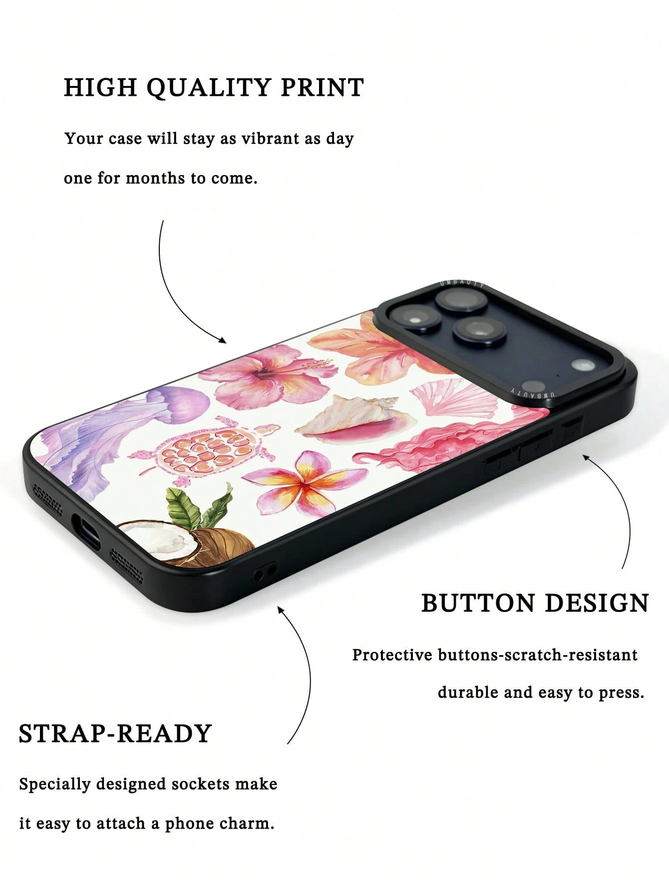 UMBAUTY 1pc Spring Floral Pattern Design Phone 17 Pro Max Phone Case, Compatible With Phone 16 Pro Max, 15 Pro Max, 14 Pro Max, Korean-Style High-End Fashion Fun Phone Case, Compatible With 11/12/13/1