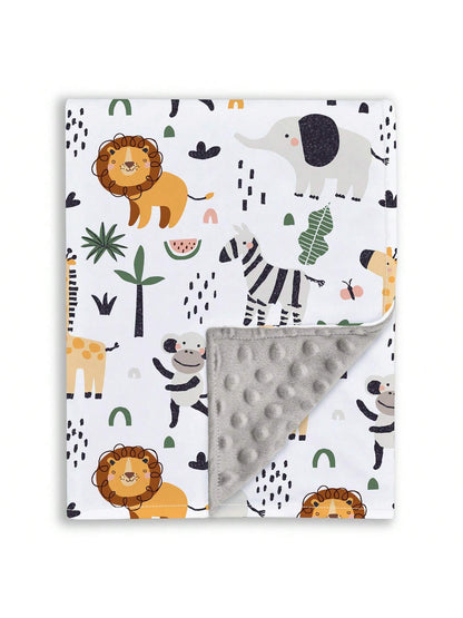 Unisex Baby Blanket, Super Soft Nursery Fleece Blanket, Printed Pattern, Dotted Fleece Backing, Newborn Printed Blanket
