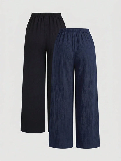 Unity Y2K Casual Vacation Versatile Collegiate Textured Wide Leg Pants