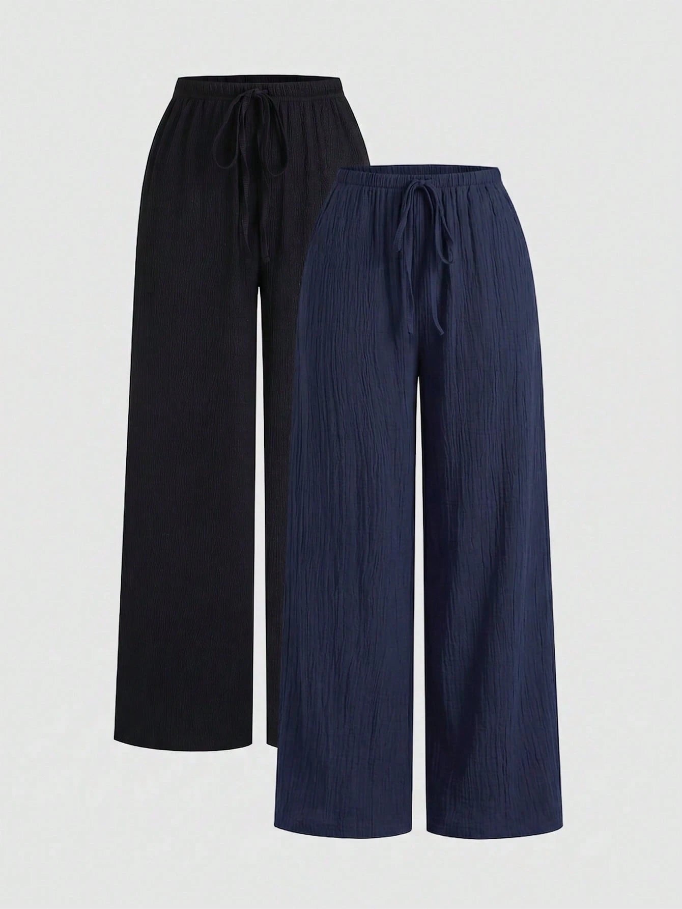 Unity Y2K Casual Vacation Versatile Collegiate Textured Wide Leg Pants