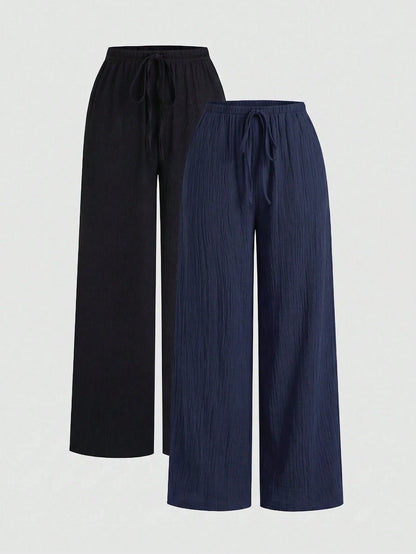 Unity Y2K Casual Vacation Versatile Collegiate Textured Wide Leg Pants