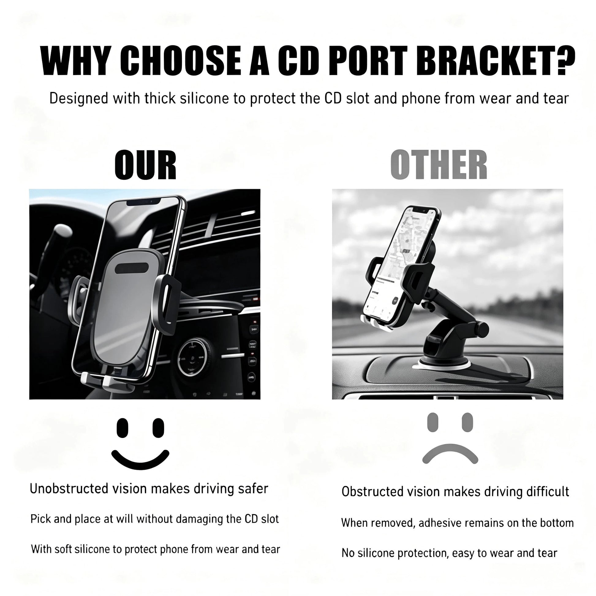 Untoom Universal CD Slot Car Phone Holder 360 Degree Rotation Car Phone Mount Mobile Phone Stand In Car Compatible With IPhone