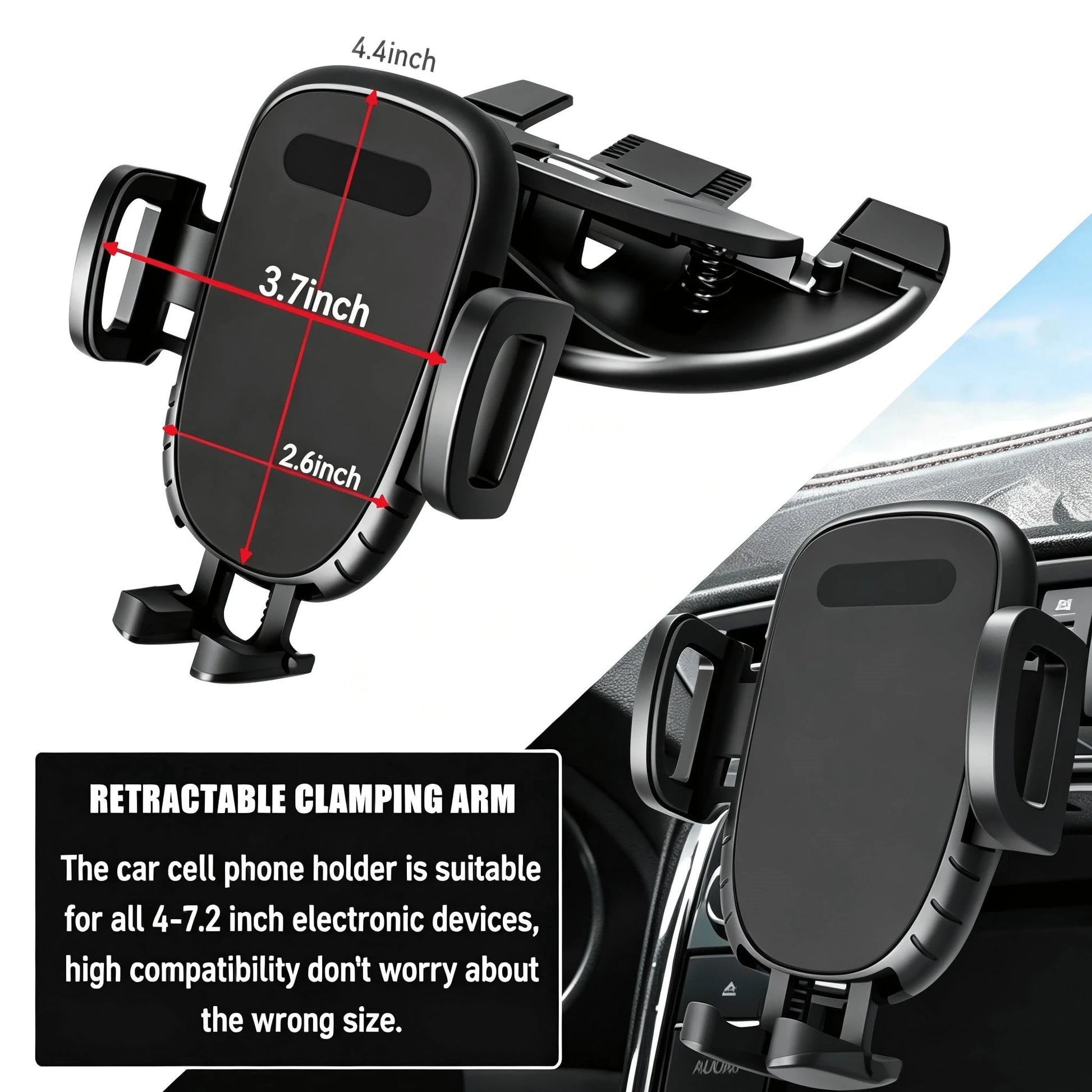 Untoom Universal CD Slot Car Phone Holder 360 Degree Rotation Car Phone Mount Mobile Phone Stand In Car Compatible With IPhone