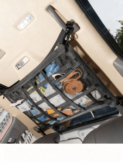 Upgrade Car Ceiling Cargo Net Pocket, Double Layers Mesh Car Roof Storage Organizer With Zip Universal Auto Accessories Organizers And Storage Pocket Net