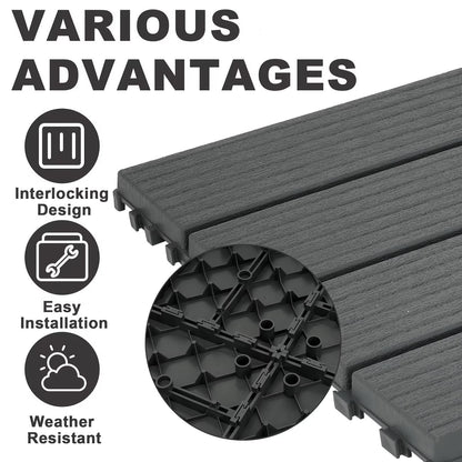 Upgraded Interlocking Deck Tiles, Extra Long Thick Waterproof Outdoor Flooring, 10/20 Piece Heavy Duty Plastic Patio Tiles, All-Weather Anti-Slip, Suitable For Balconies, Backyards And Indoor Spaces