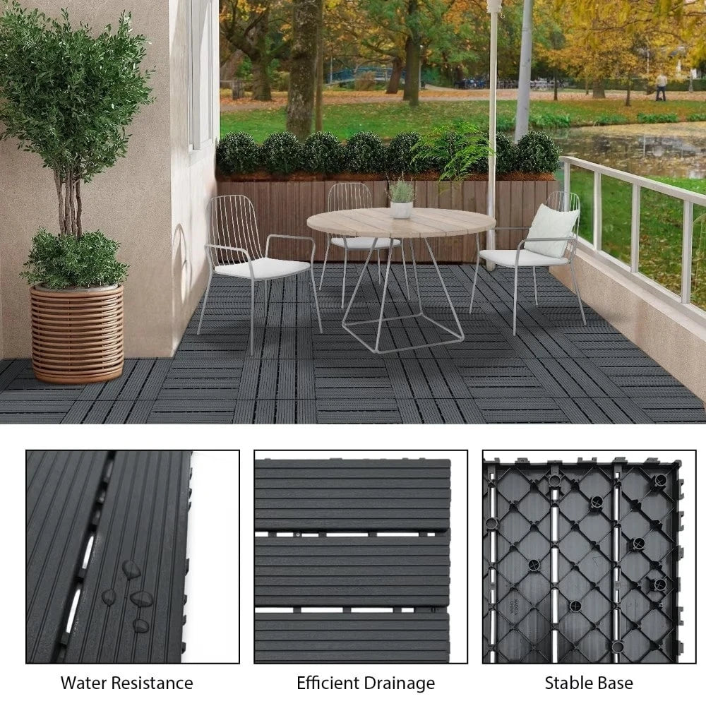 Upgraded Interlocking Deck Tiles, Extra Long Thick Waterproof Outdoor Flooring, 10/20 Piece Heavy Duty Plastic Patio Tiles, All-Weather Anti-Slip, Suitable For Balconies, Backyards And Indoor Spaces
