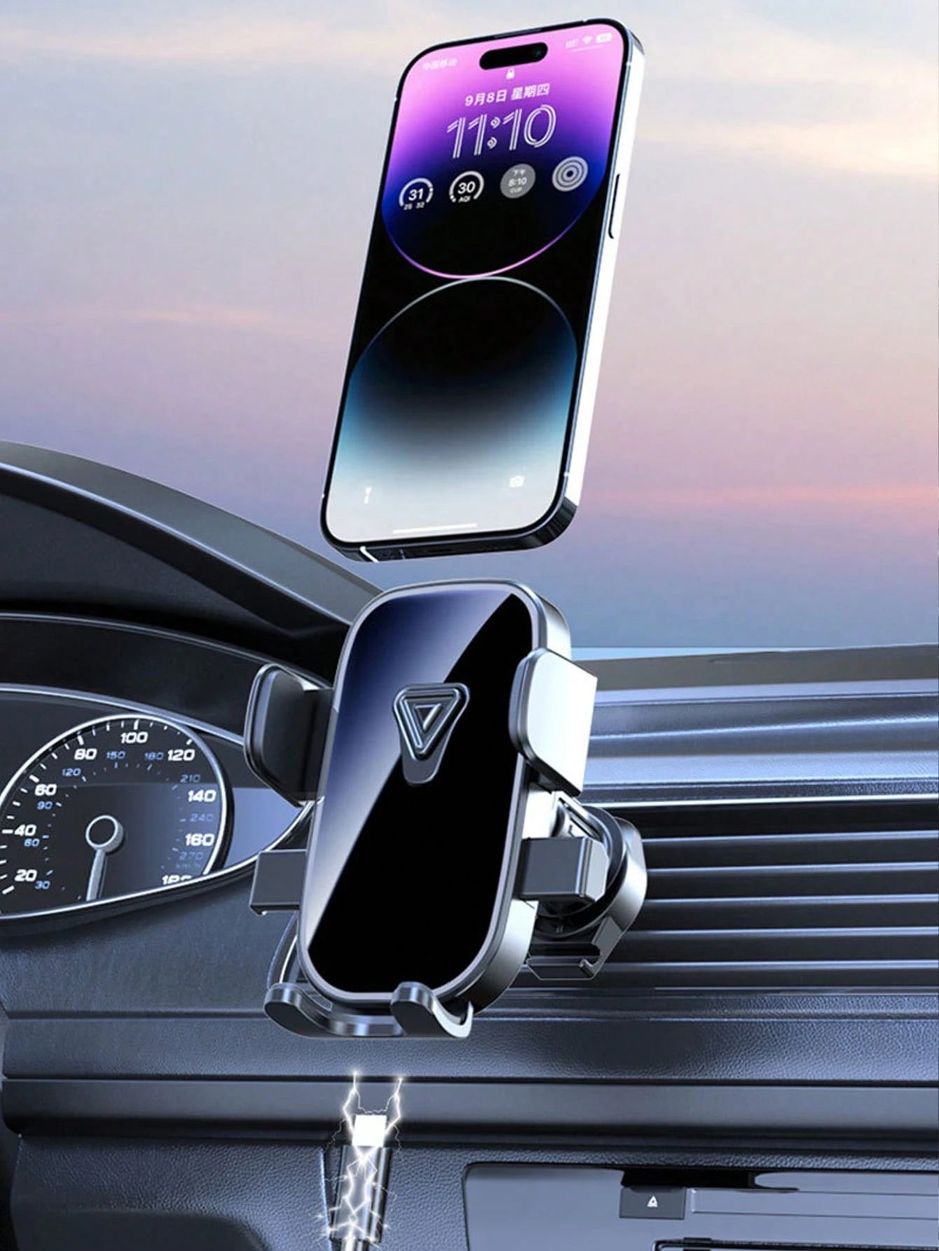 Upgraded Spiral Hook Car Phone Holder 360° Rotating Ball Joint Universal Fit 4.7-7.2 Inch Phones Anti-Slip One-Hand Operation Compatible With All Air Vent Types Car Accessories